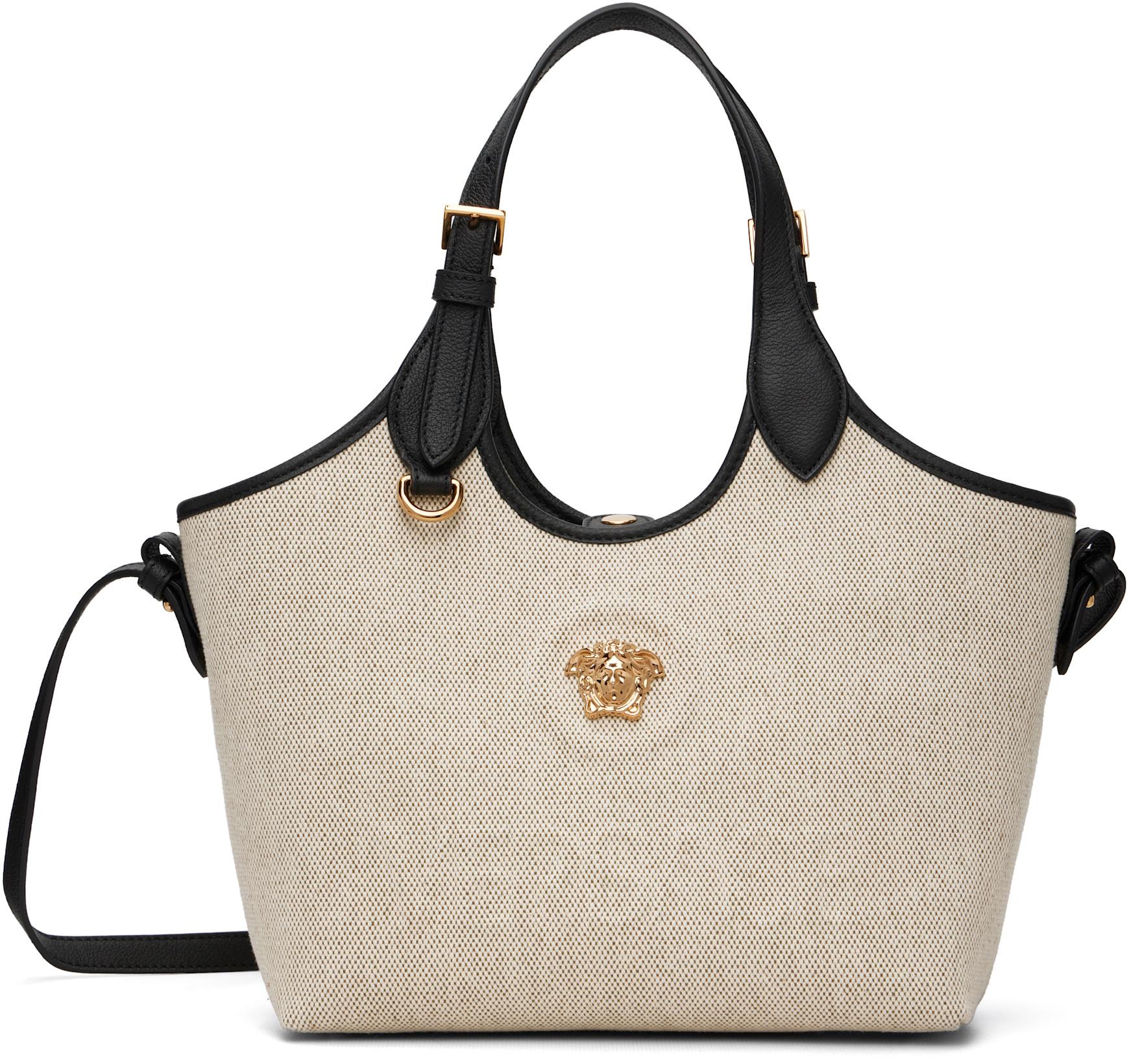 Beige 'La Medusa' Canvas Mini Tote by VERSACE
