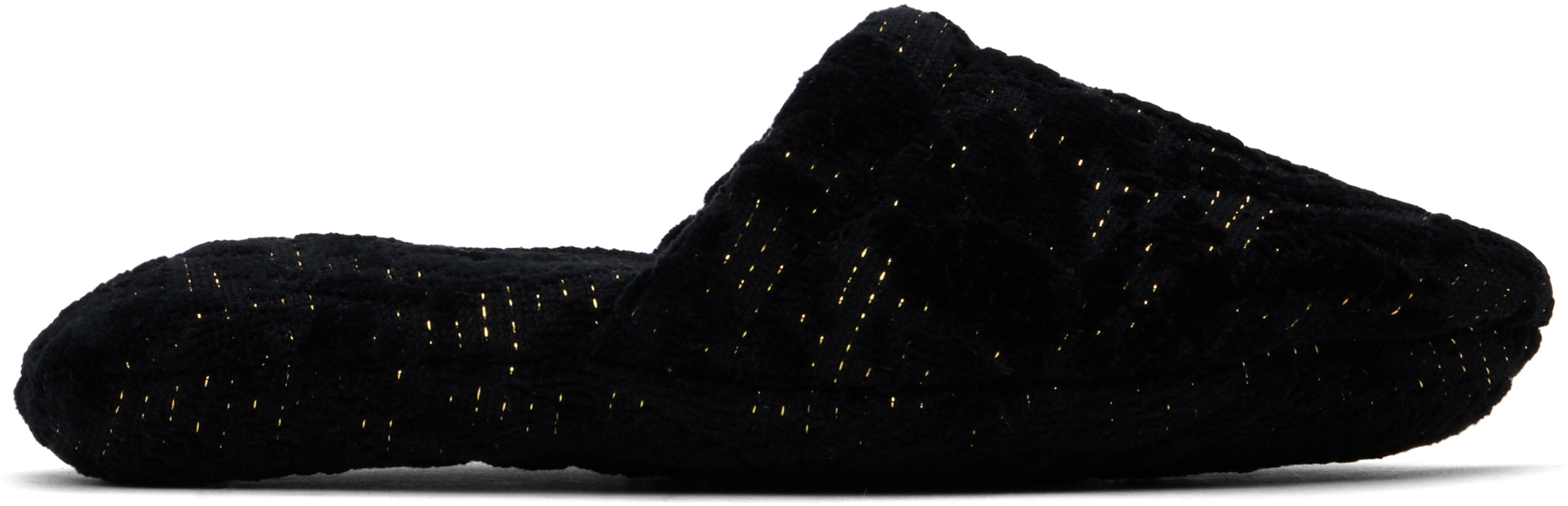 Black Barocco Slippers by VERSACE