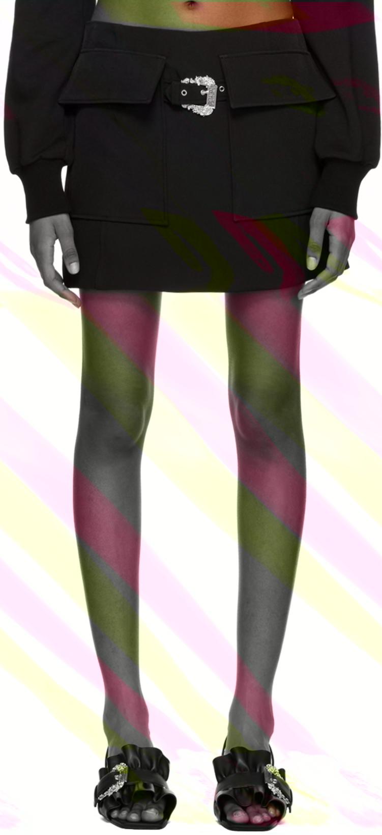 Black Baroque Buckle Miniskirt by VERSACE