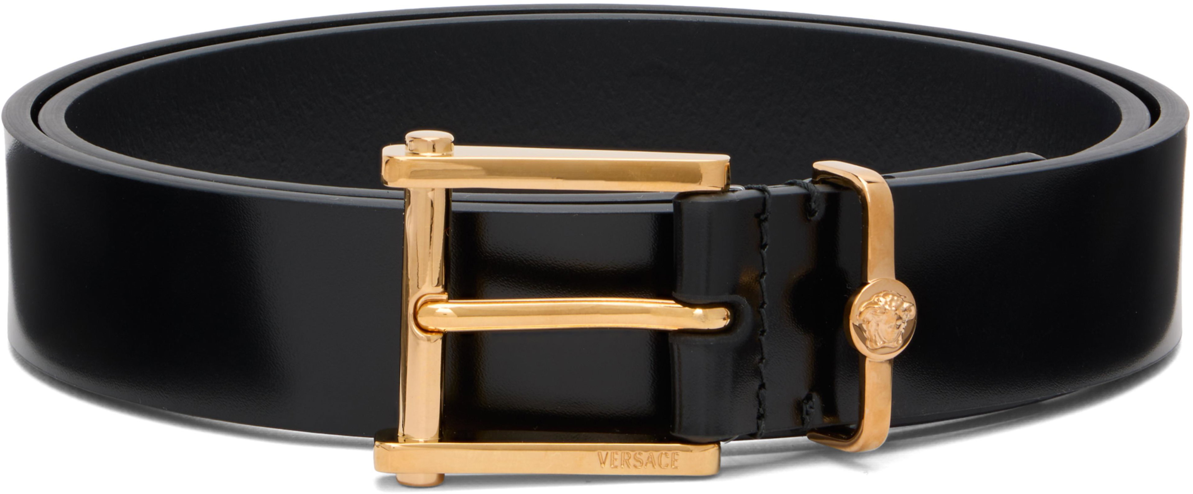 Black Column Leather Belt by VERSACE