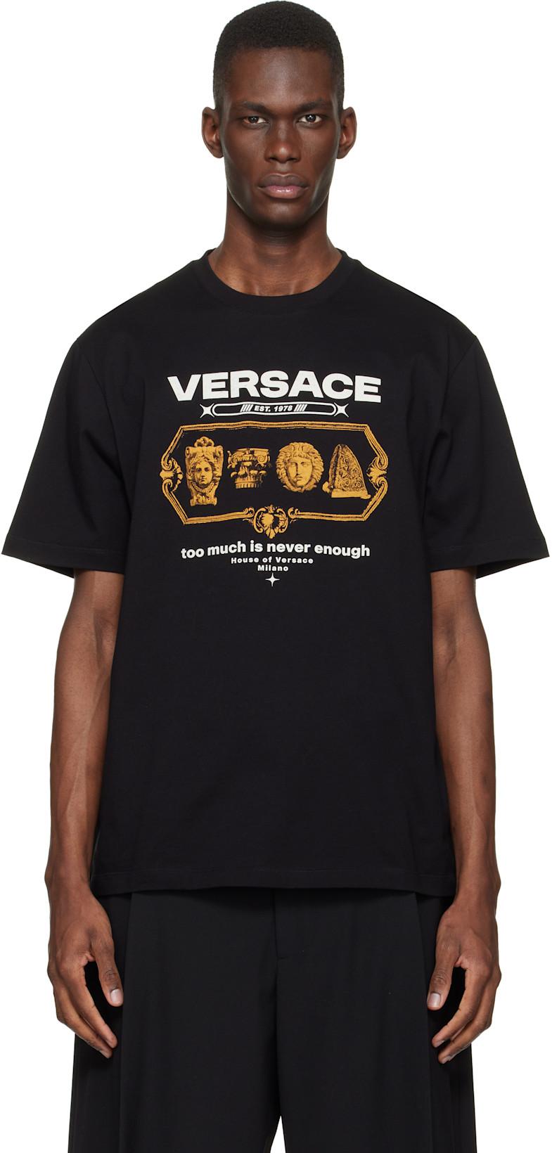 Black Compact Cotton-Jersey T-shirt by VERSACE