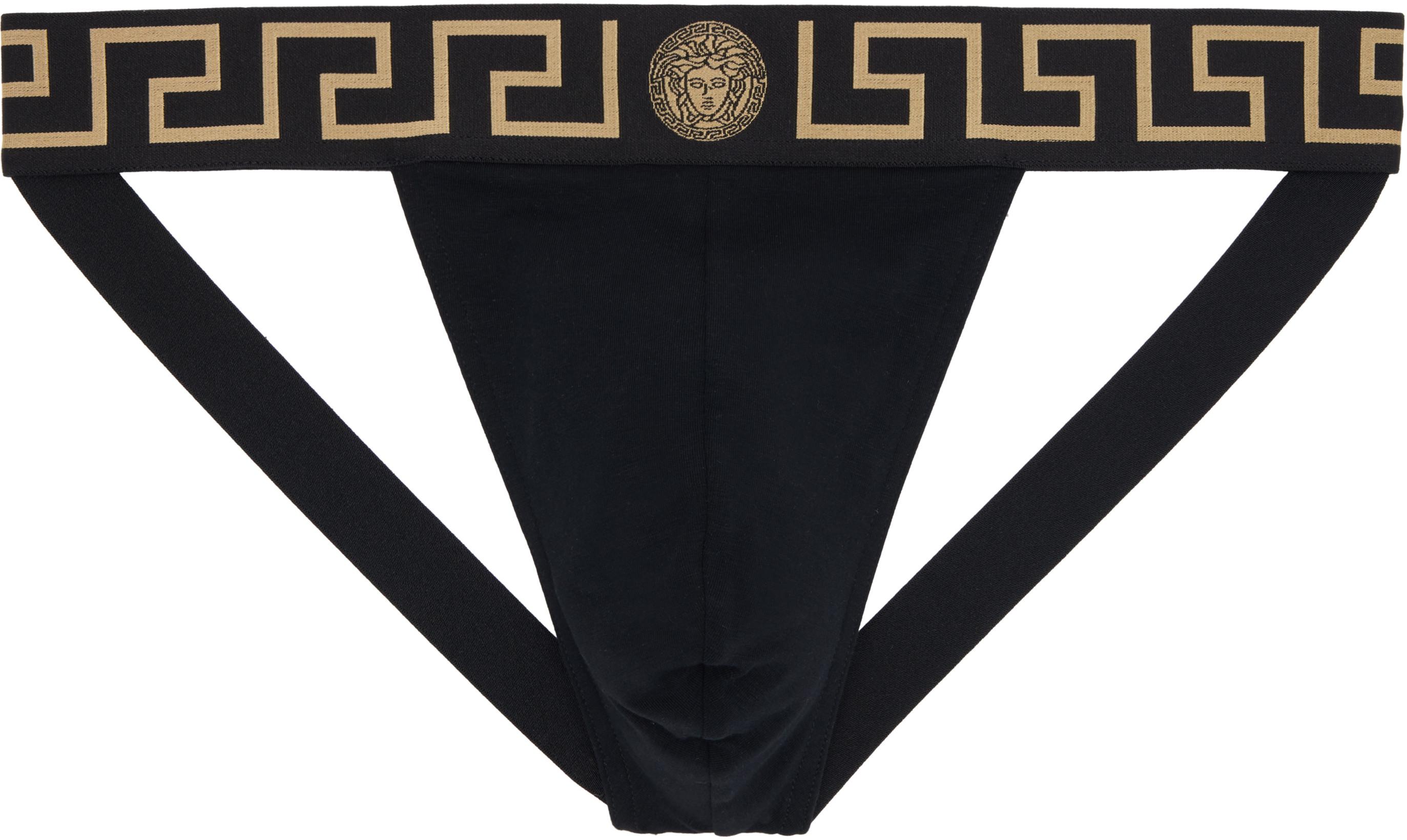 Black Cotton-Jersey Jockstrap by VERSACE
