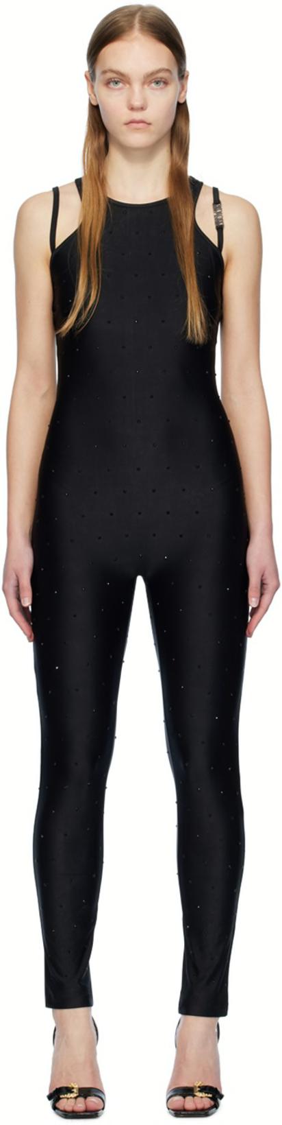 Black Crystal-Cut Jumpsuit by VERSACE