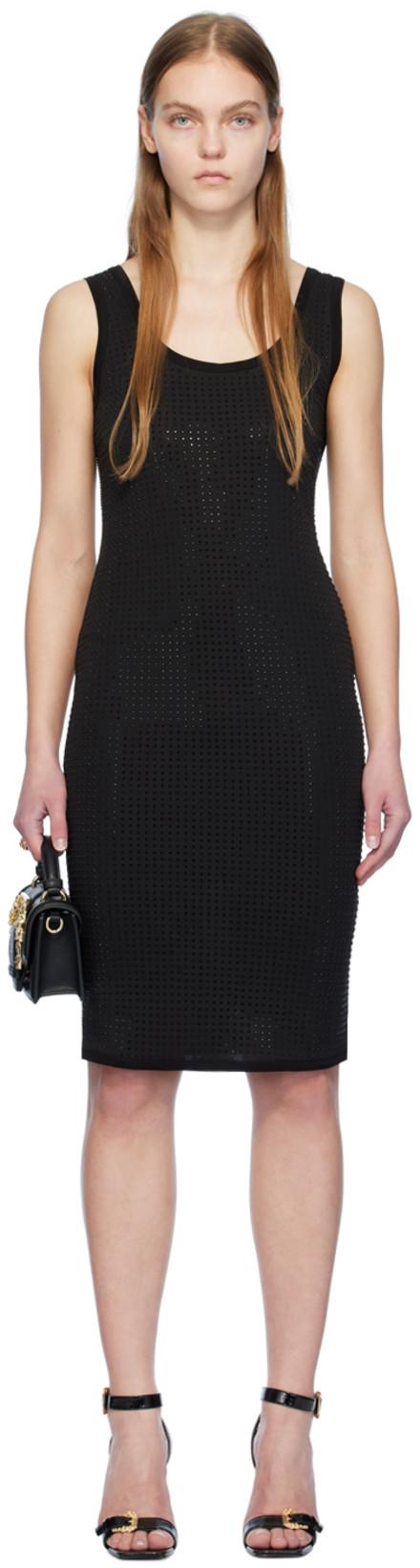 Black Crystal-Cut Midi Dress by VERSACE