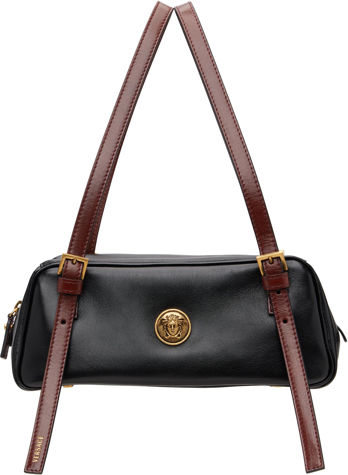 Black Emblème Nappa Bowling Bag by VERSACE