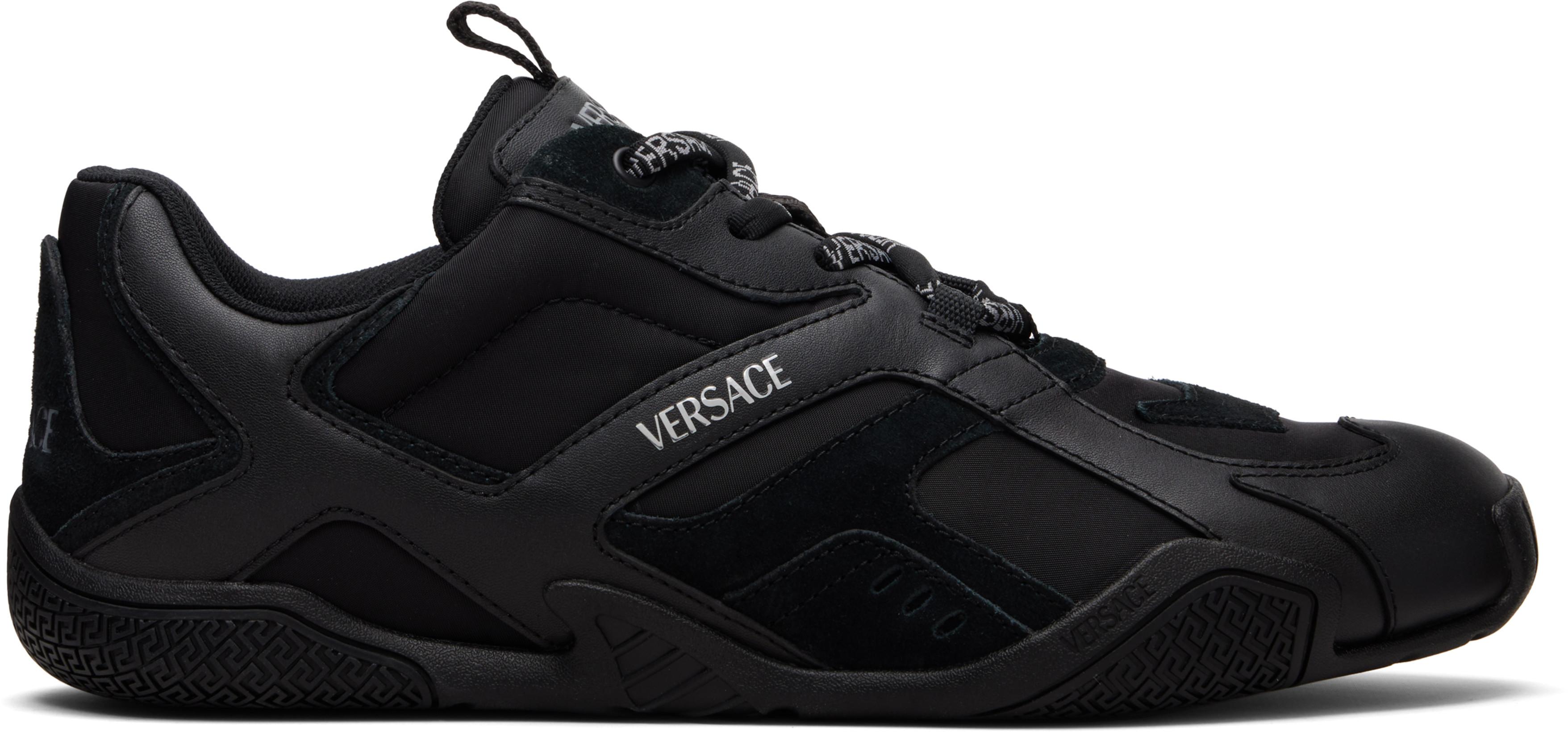 Black Galaxia Leather Sneakers by VERSACE