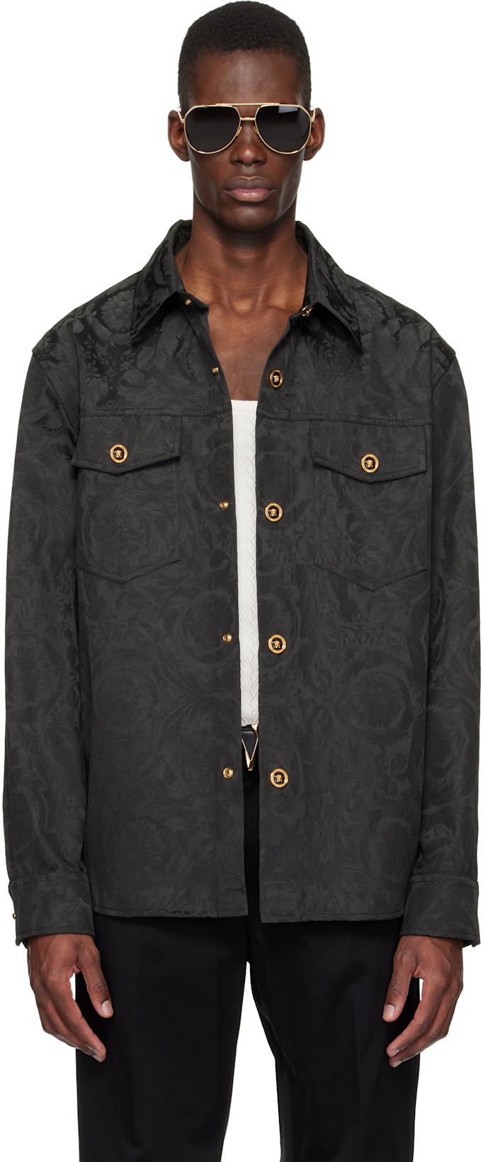 Black Jacquard Cotton Overshirt by VERSACE