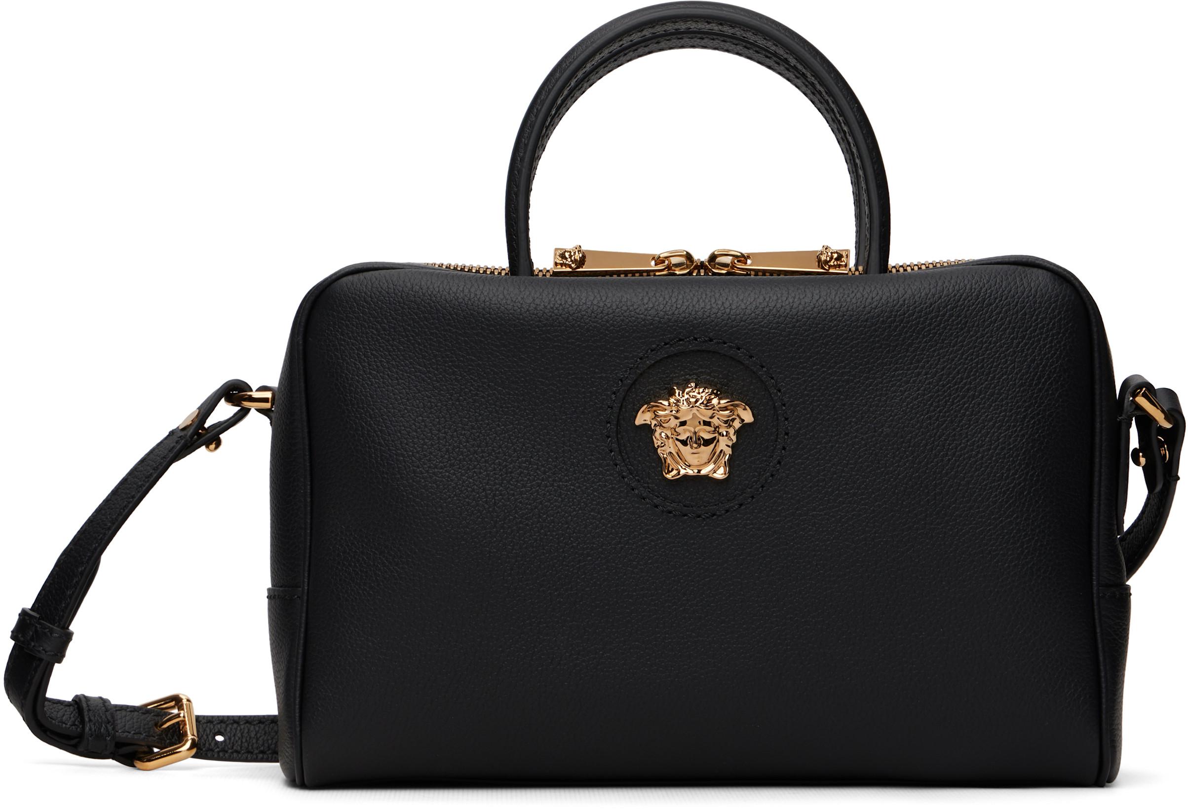 Black 'La Medusa' Leather Boston Bag by VERSACE