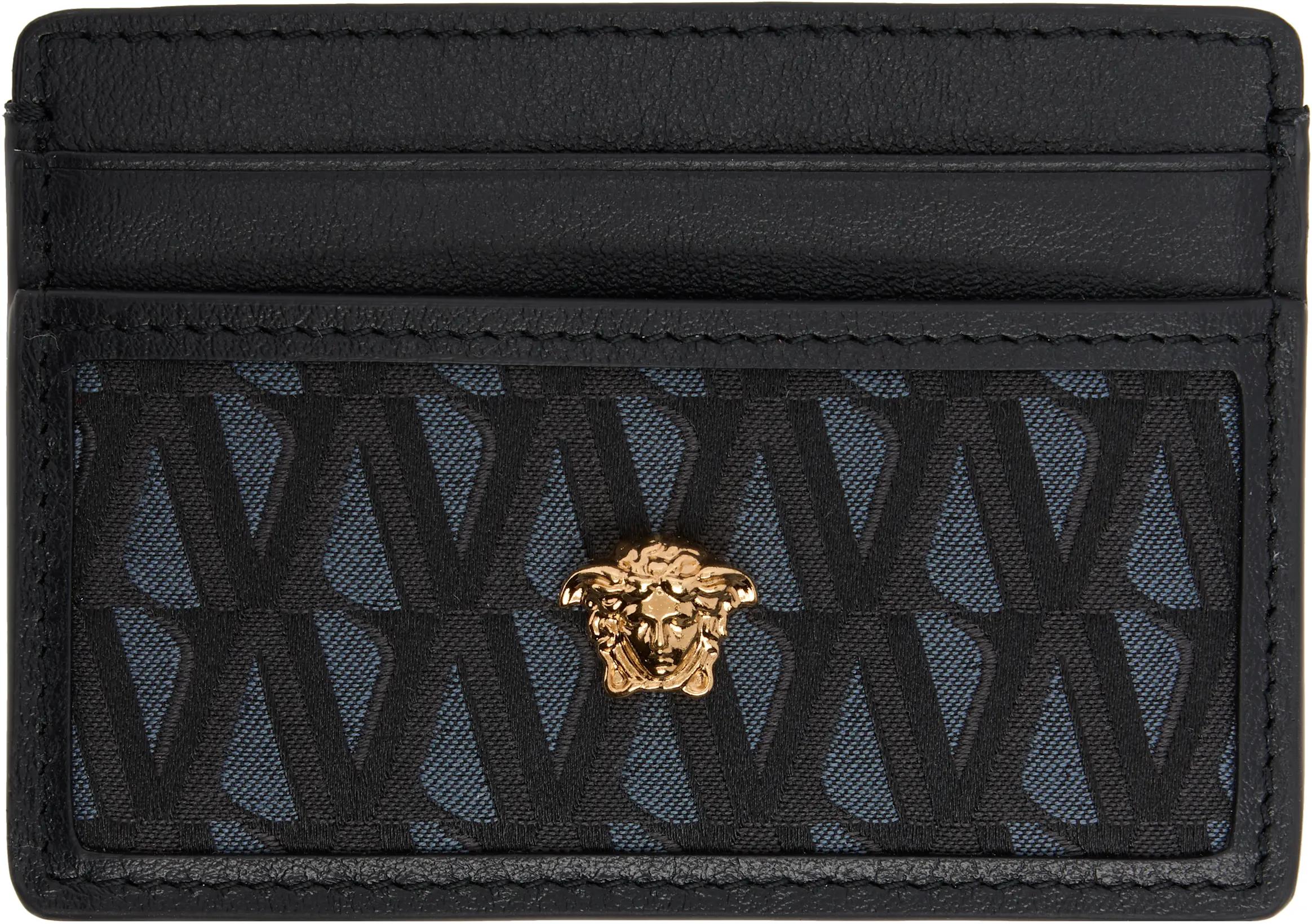 Black 'La Medusa' V Jacquard Card Holder by VERSACE