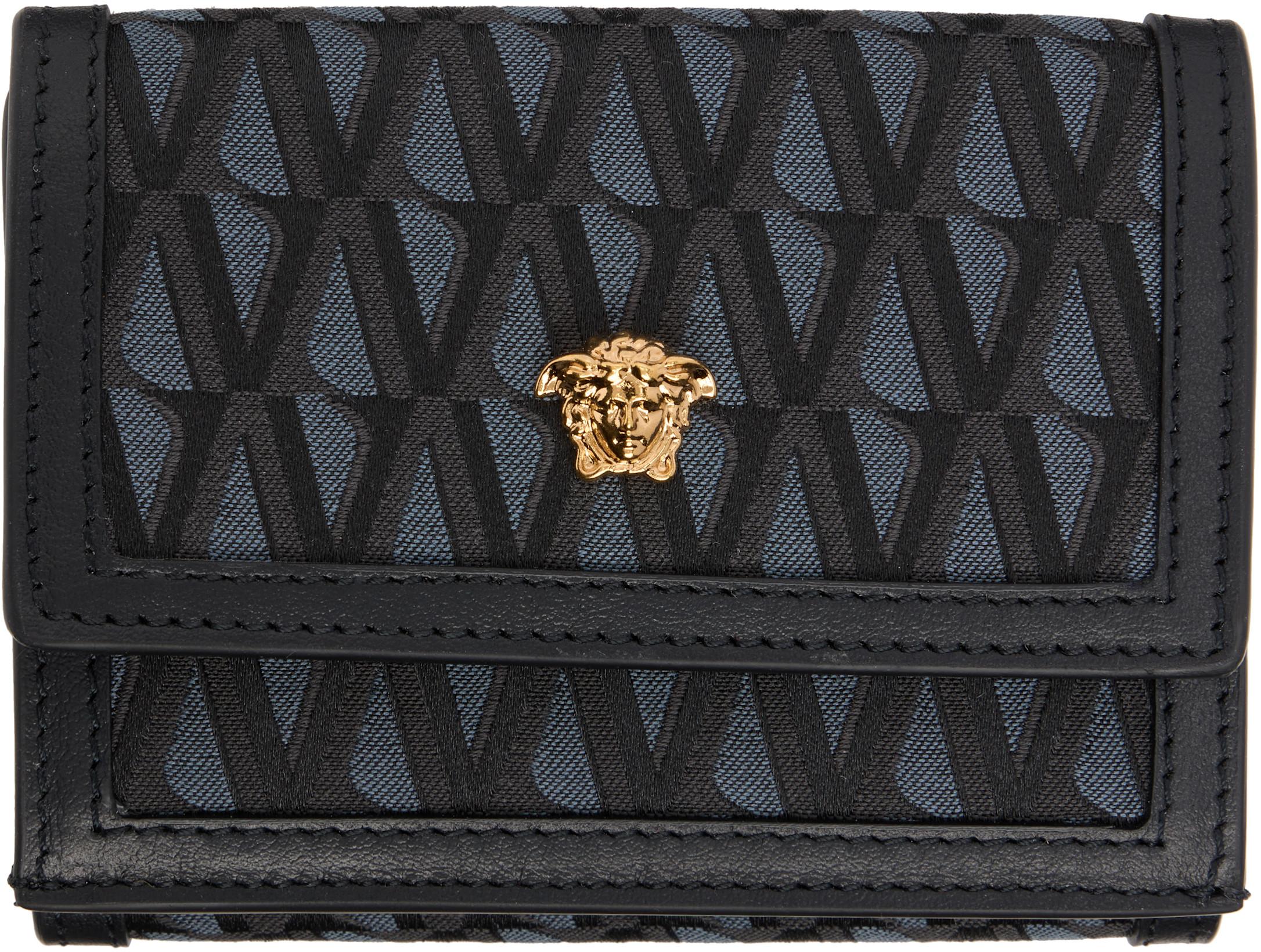 Black 'La Medusa' V Jacquard Wallet by VERSACE