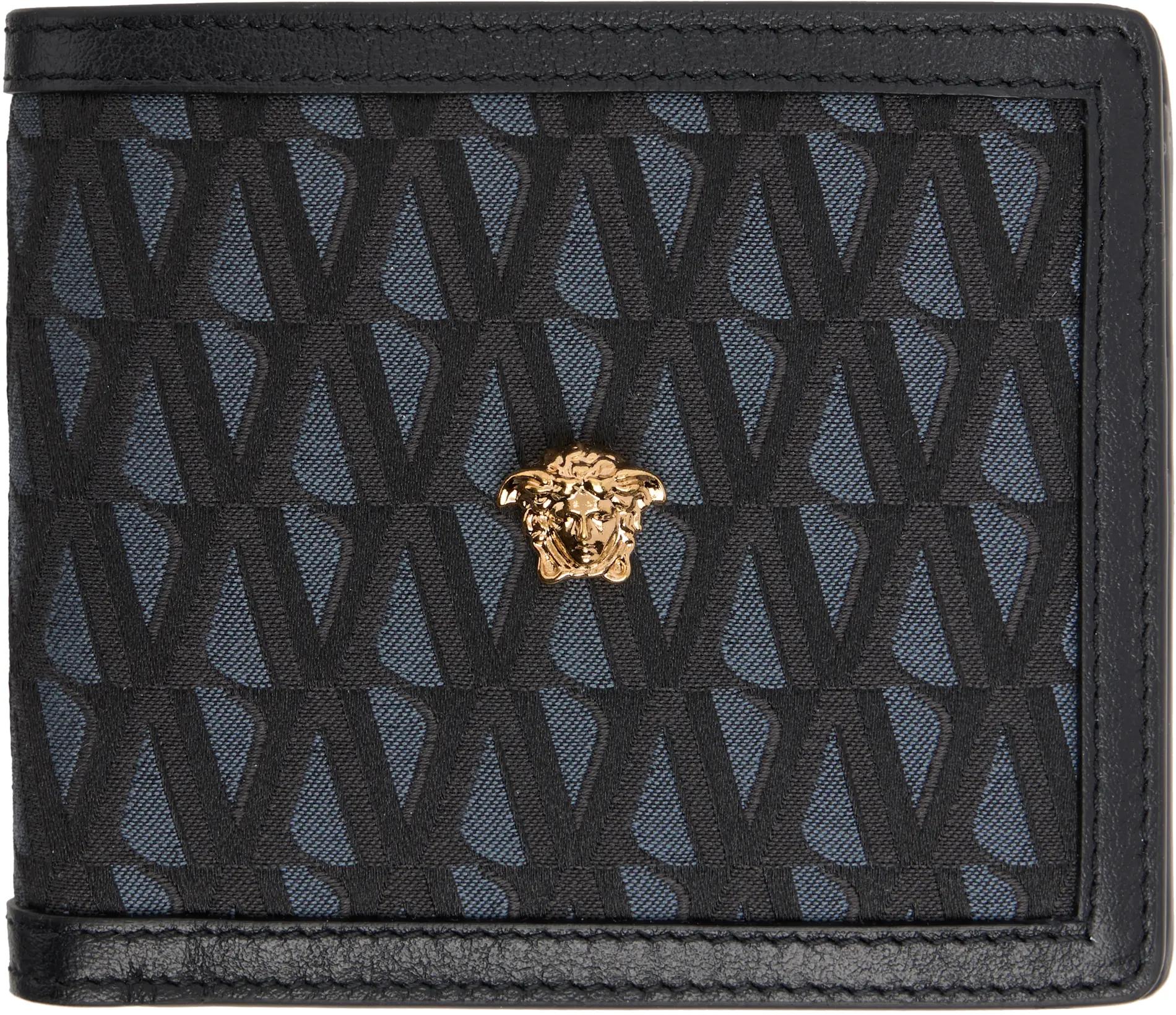 Black 'La Medusa' V Jacquard Wallet by VERSACE