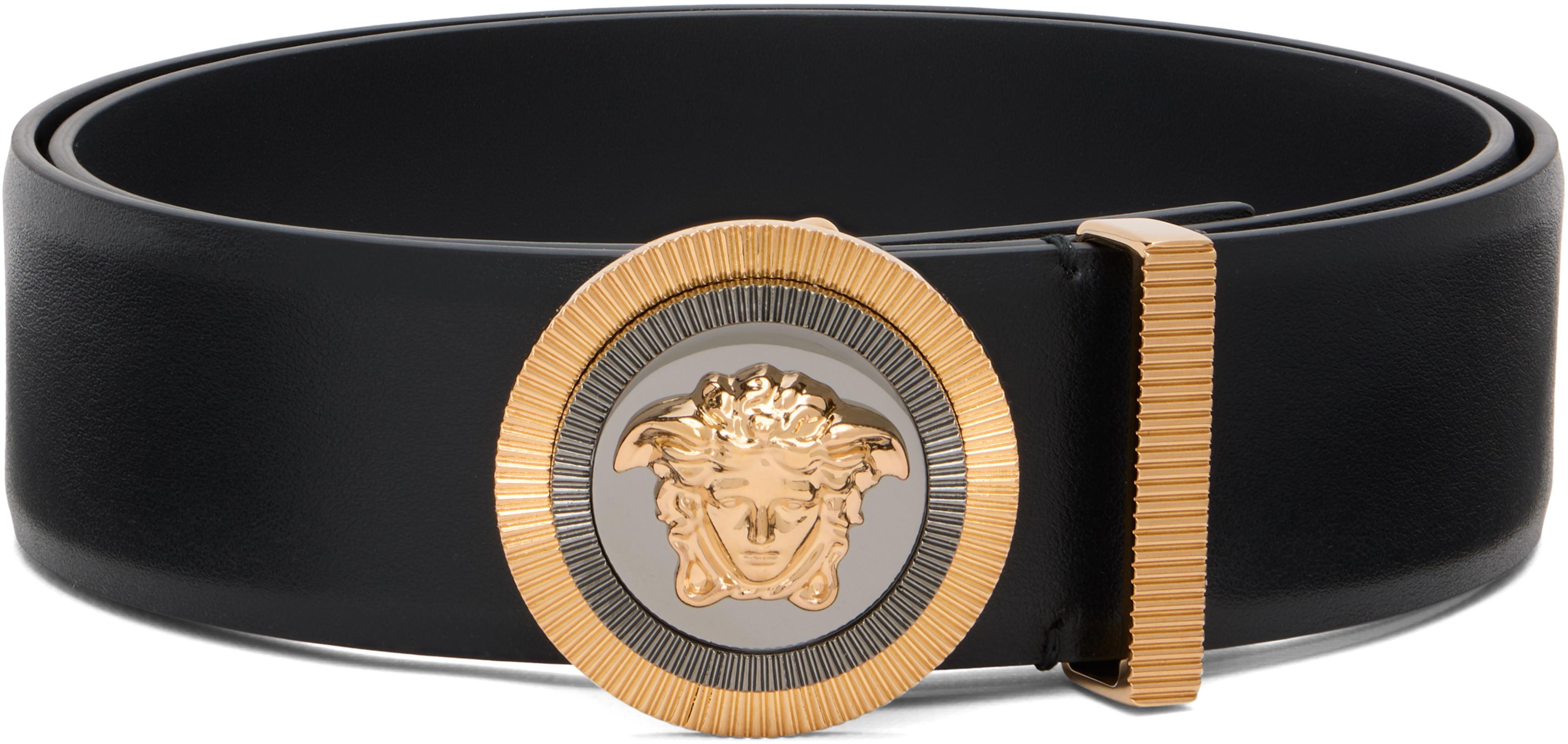 Black Medusa Biggie Leather Belt by VERSACE