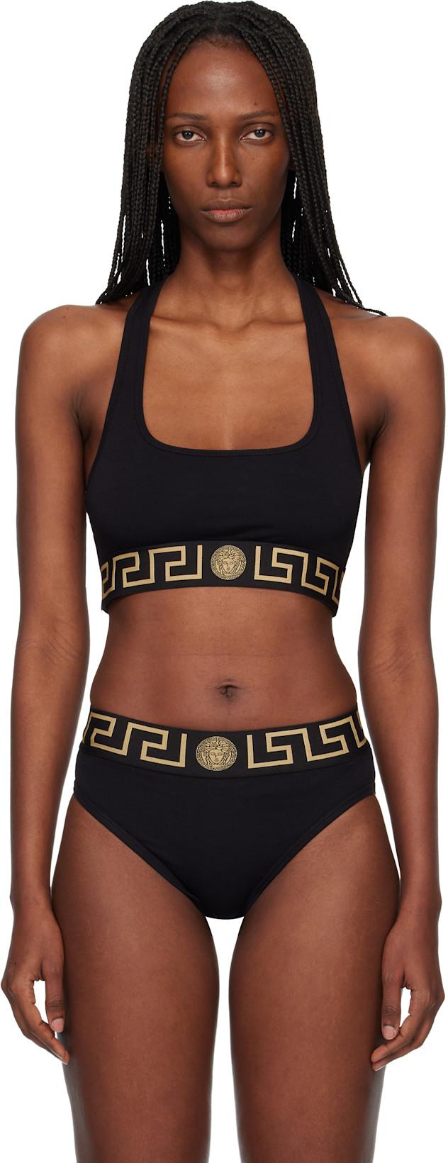 Black Nylon-Blend Bikini Top by VERSACE