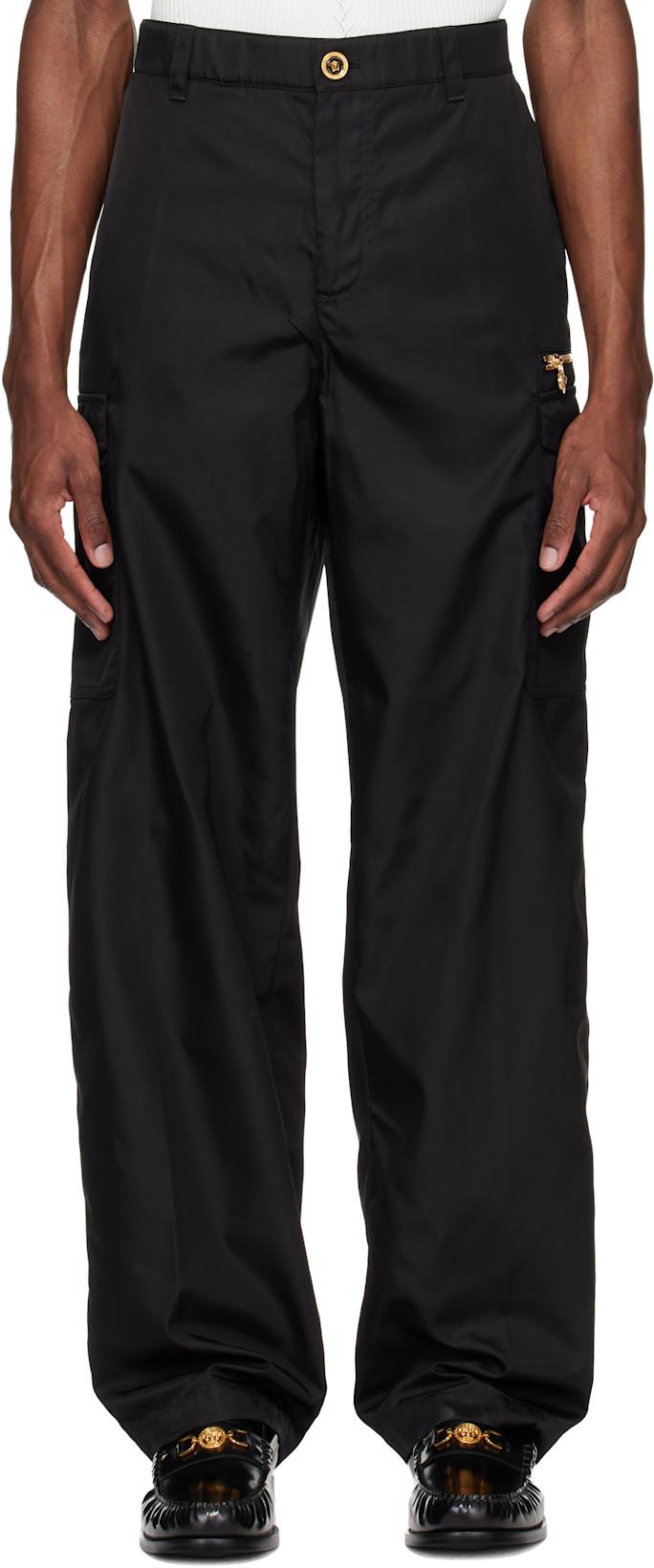 Black Nylon Cargo Pants by VERSACE