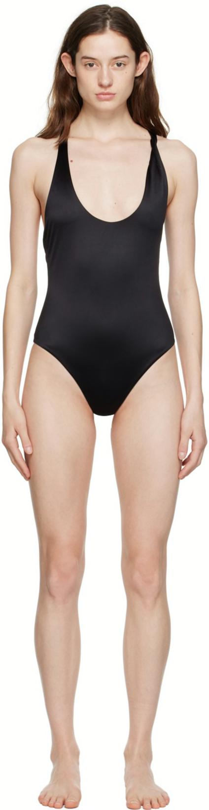 Black Rolled Medusa One-Piece Swimsuit by VERSACE