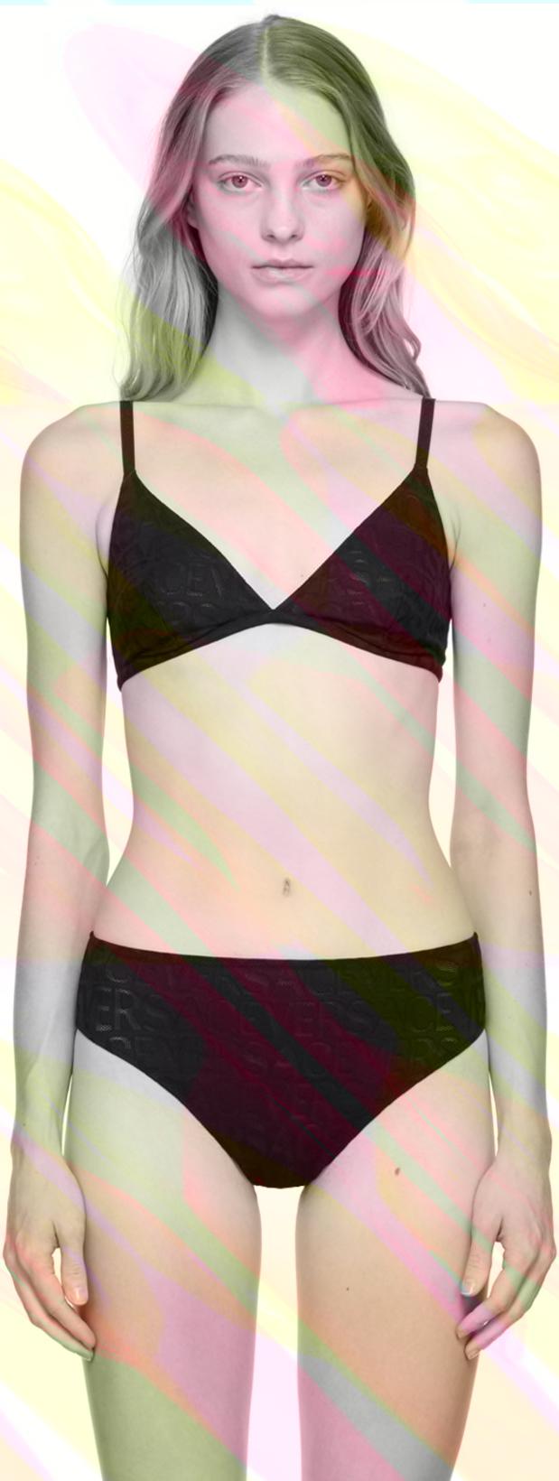 Black Semi-Sheer Bra by VERSACE