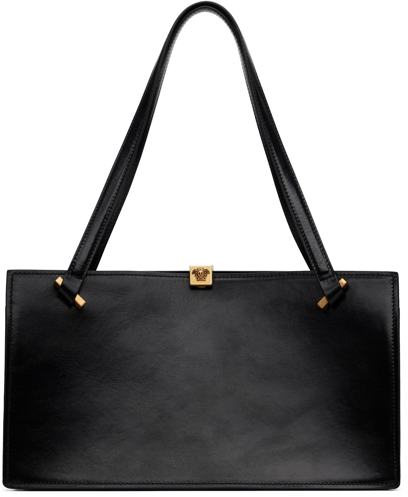 Black Severine Leather Tote by VERSACE