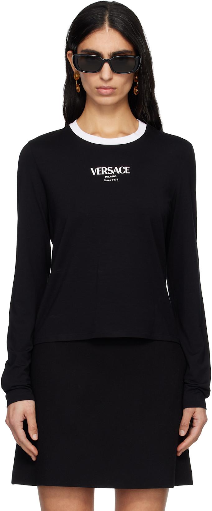 Black Stretch Viscose-Jersey T-shirt by VERSACE