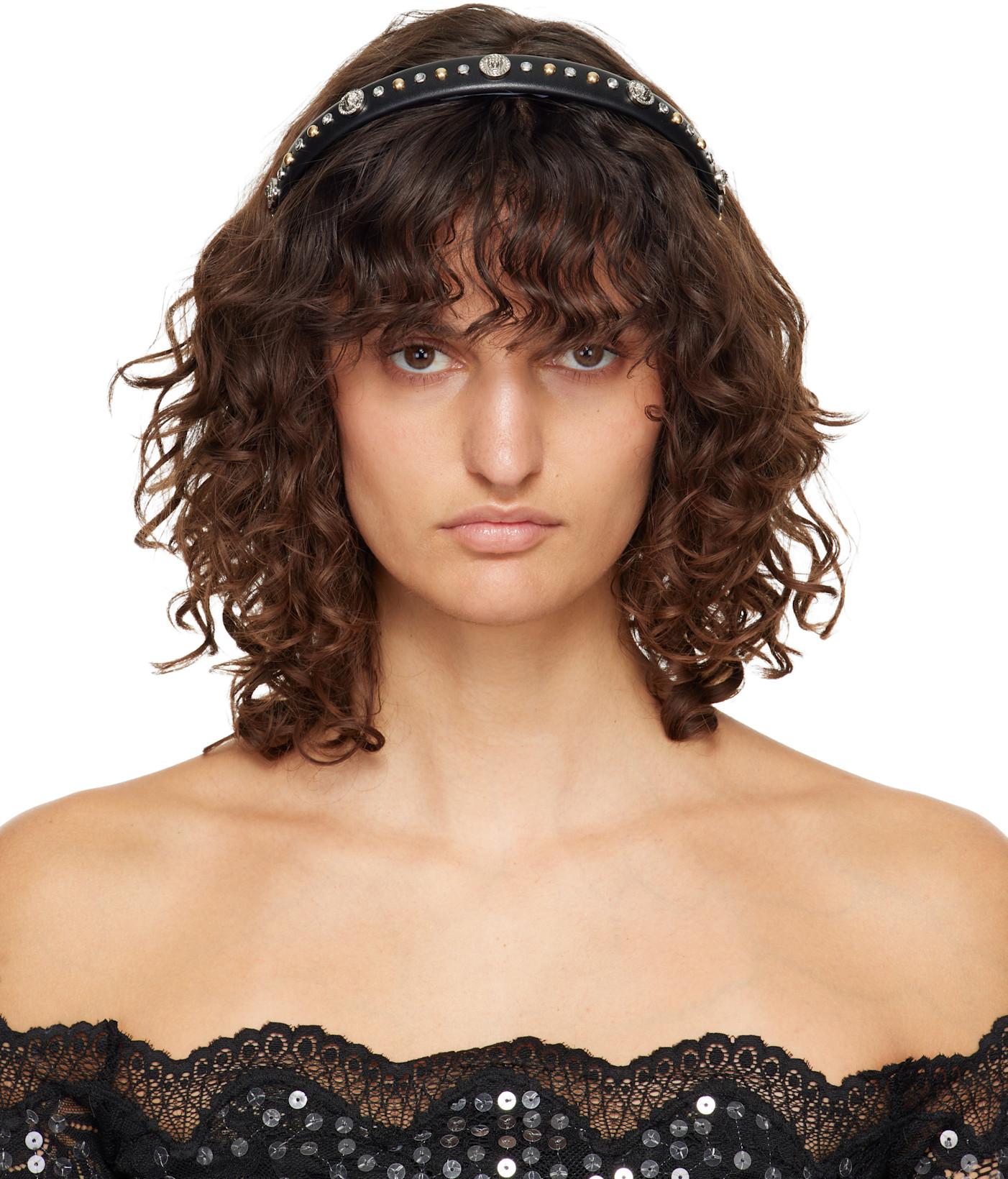 Black Studded Headband by VERSACE