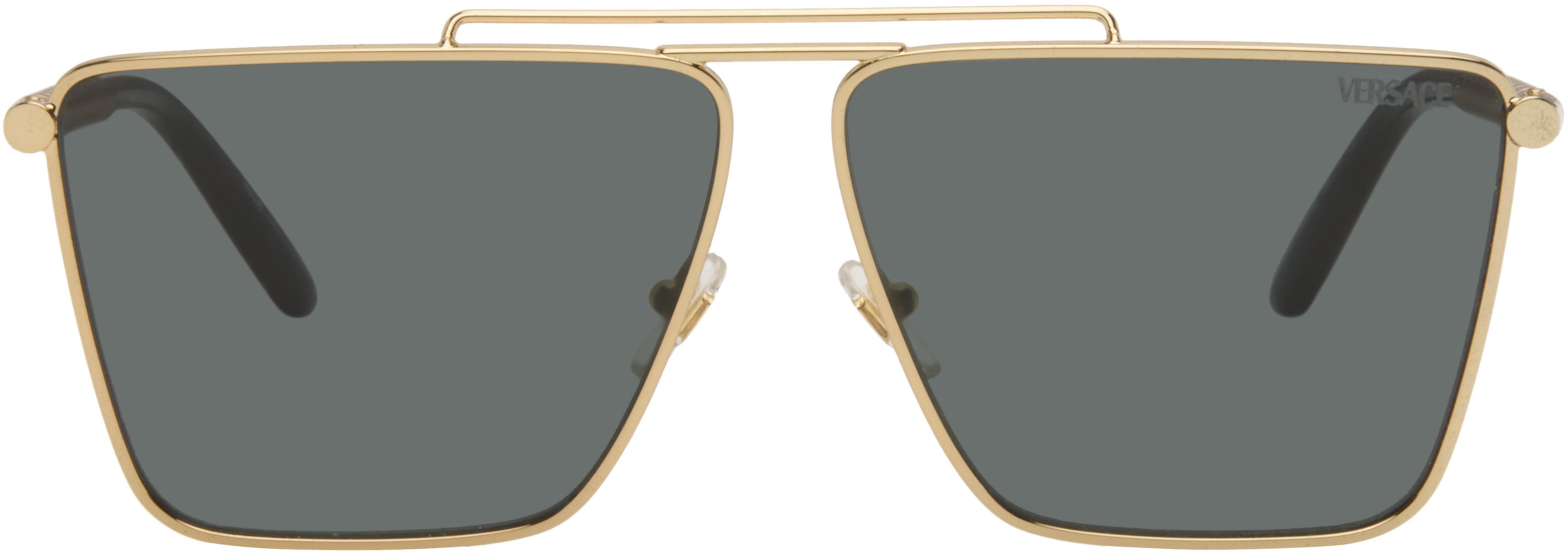 Black Tubular Greca Sunglasses by VERSACE