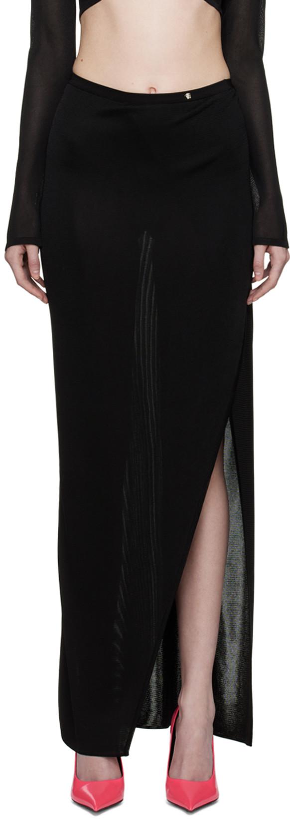 Black Vented Maxi Skirt by VERSACE