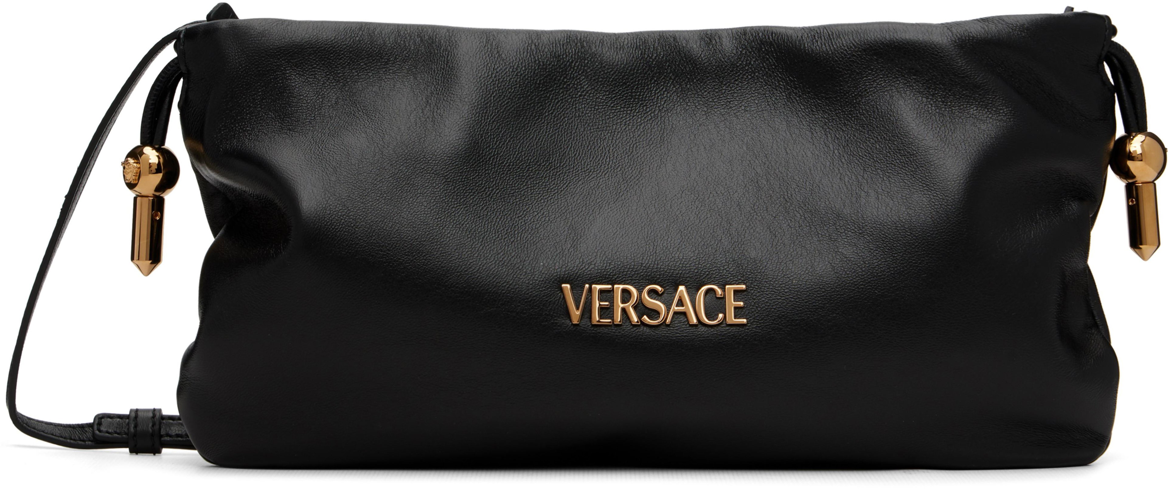 Black 'Versace Tag' Nappa Mini Bag by VERSACE
