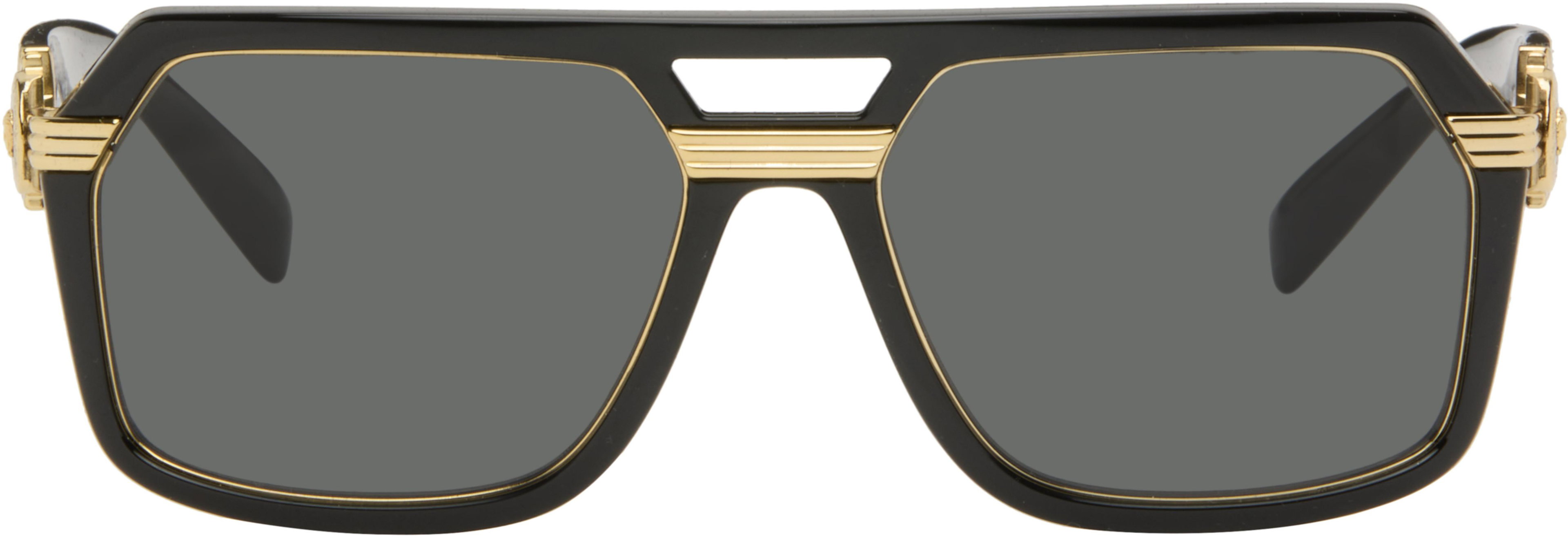 Black Vintage Icon Pilot Sunglasses by VERSACE