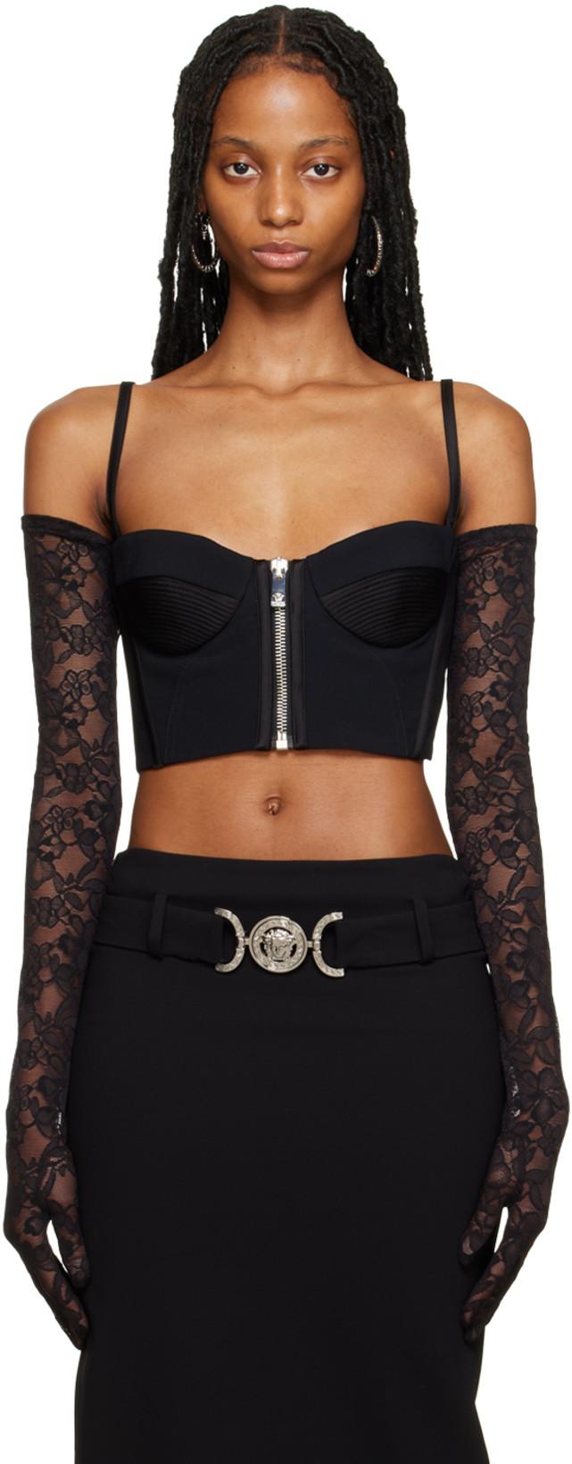 Black Zip Bra by VERSACE