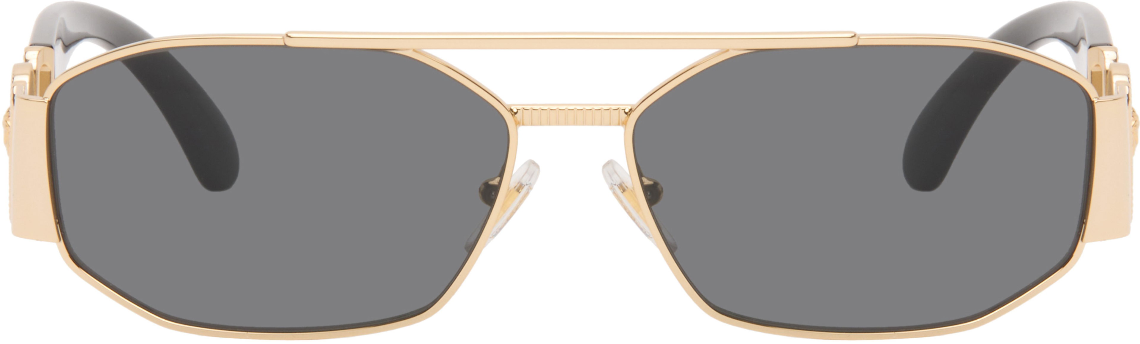 Black & Gold Medusa Biggie Sunglasses by VERSACE
