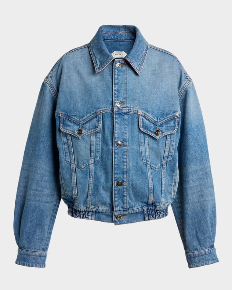Blouson Leather-Lined Denim Jacket by VERSACE