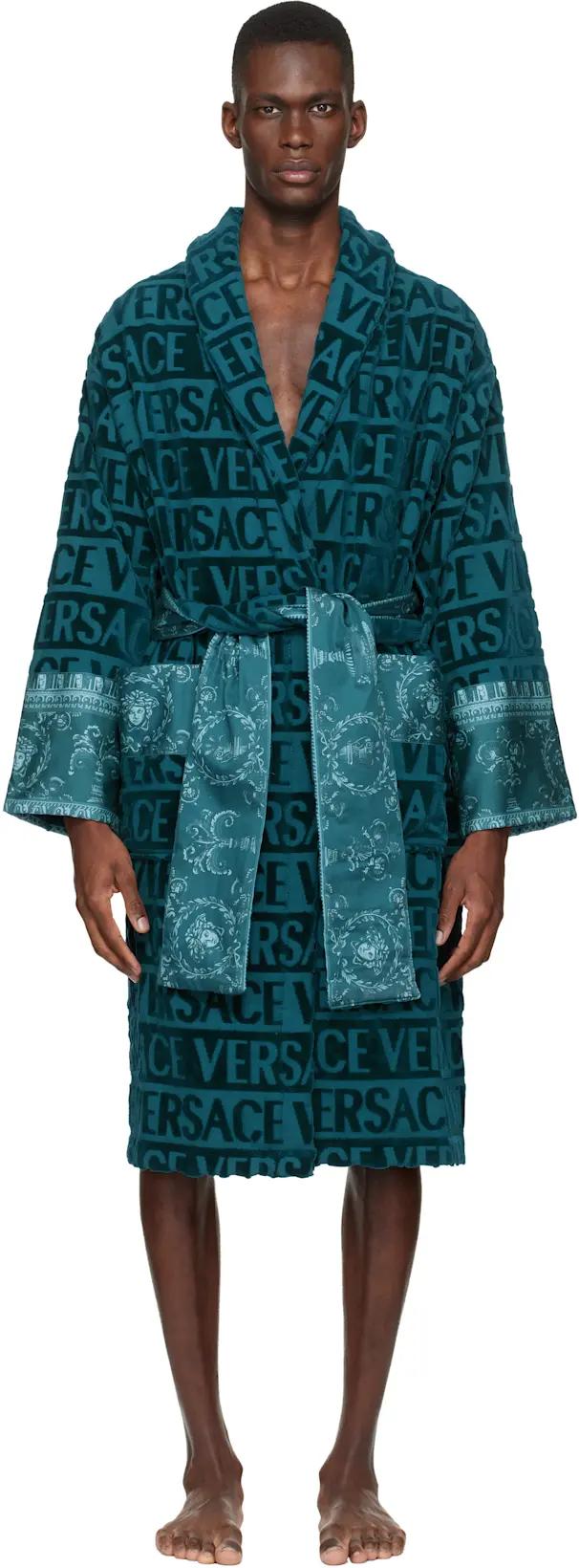 Blue 'I Heart Baroque' Bathrobe by VERSACE