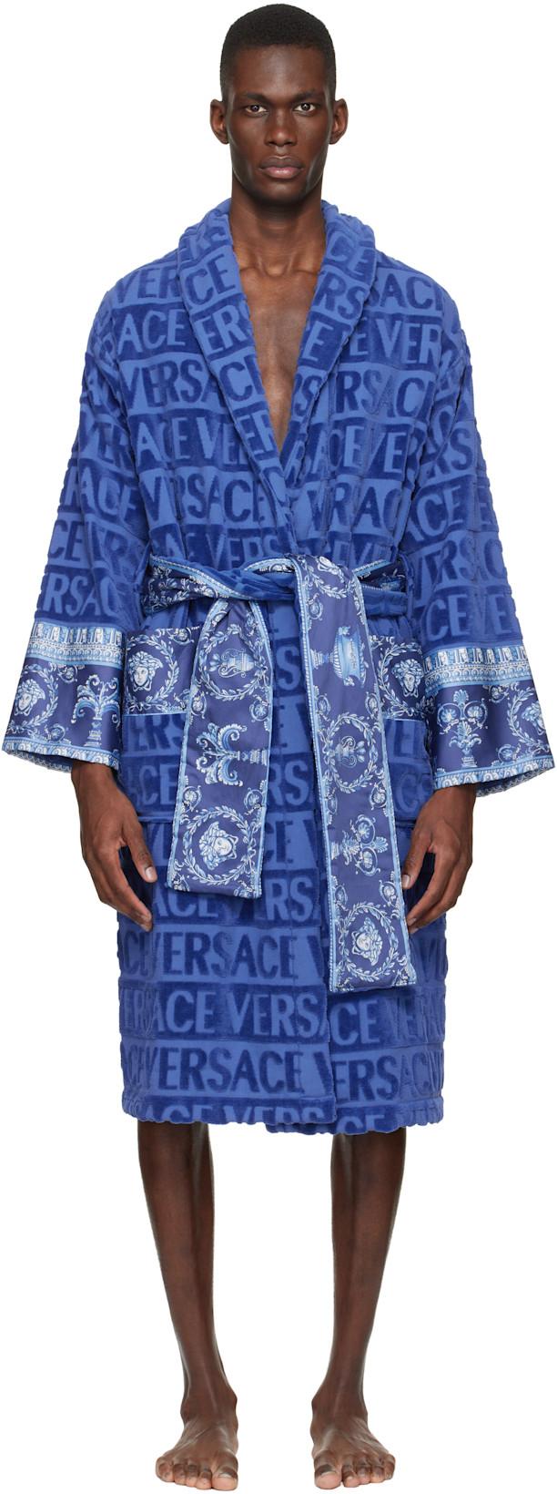 Blue 'I Heart Baroque' Bathrobe by VERSACE