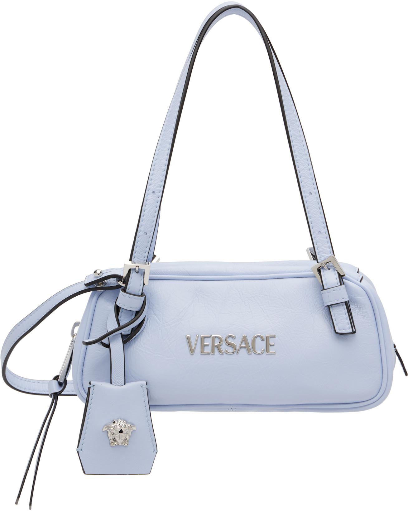 Blue Versace Tag Bowling Mini Bag by VERSACE