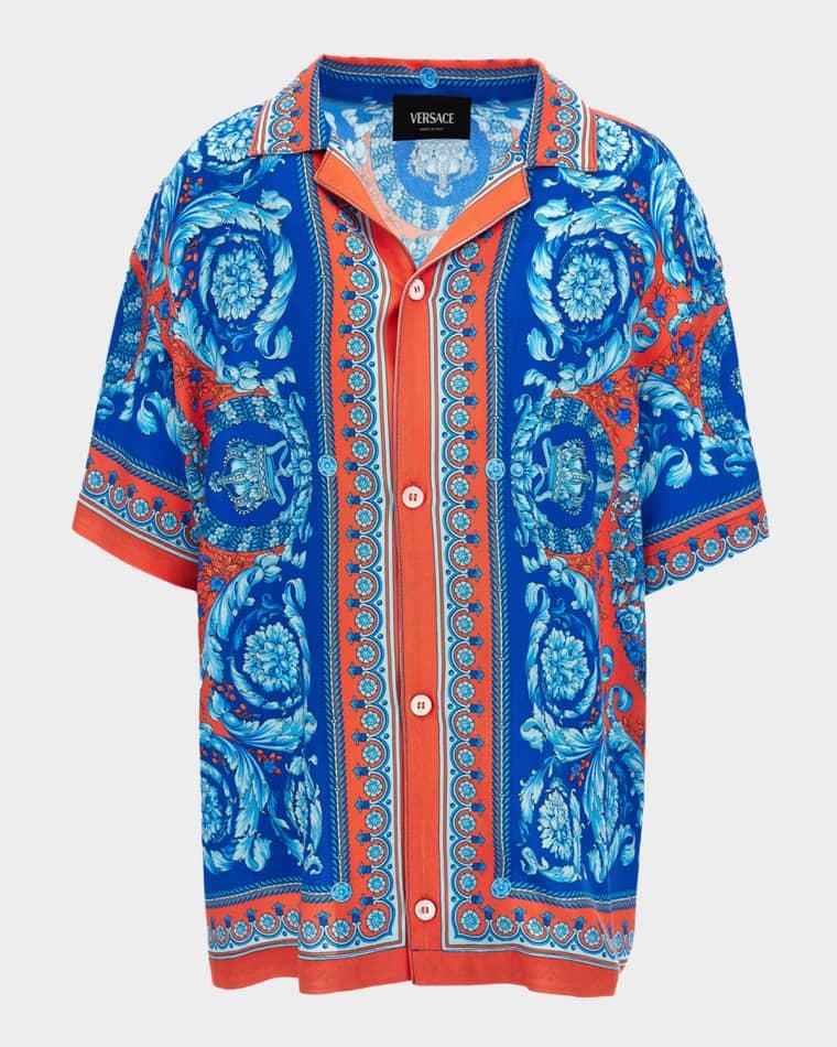 Boy's Barocco Camp Shirt, Size 6-14 by VERSACE