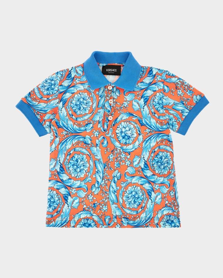 Boy's Barocco Short-Sleeve Polo Shirt, Size 12M-5 by VERSACE