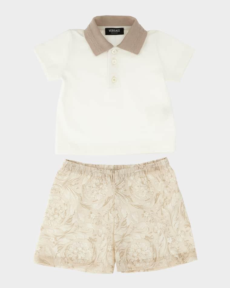 Boy's Cotton Polo Shirt & Shorts Set, Size 3M-18M by VERSACE