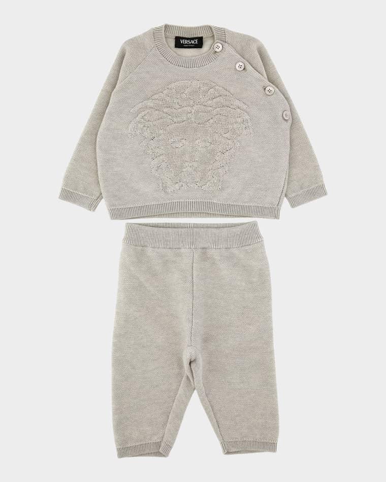 Boy's Embroidered Medusa Knit Top & Pants Set, Size 3M-18M by VERSACE
