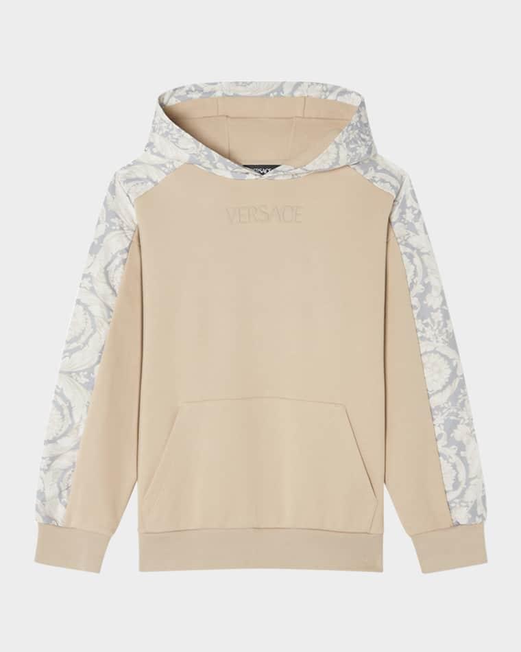 Boy's Logo-Print Hoodie W/ Barocco-Trim, Size 8-14 by VERSACE