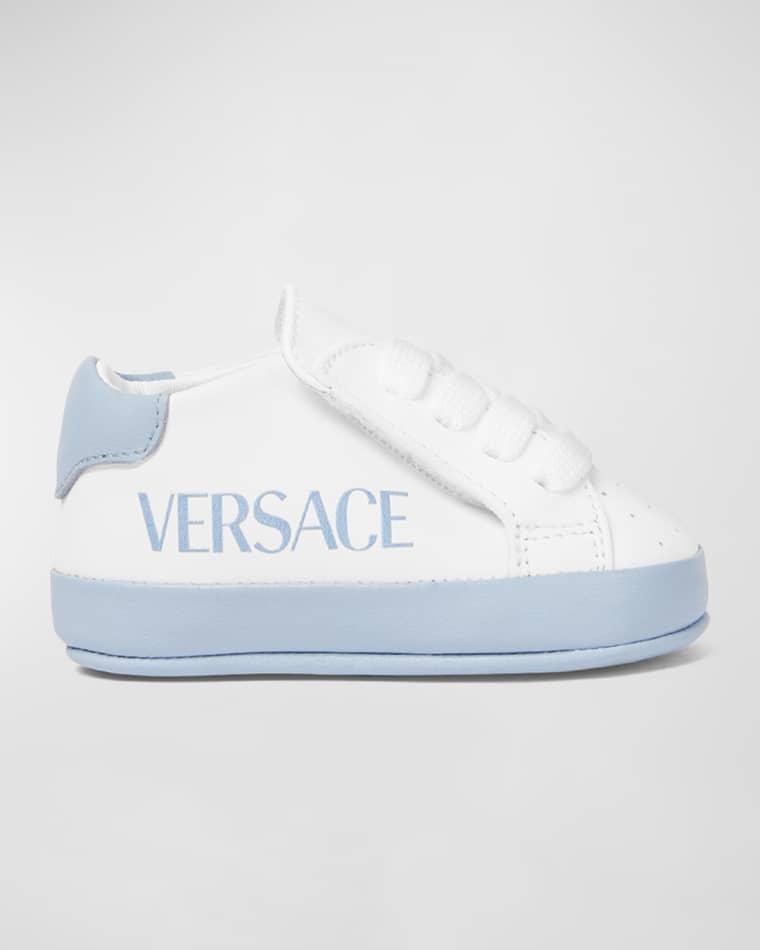 Boy's Logo-Print Leather Pre-Walkers, Newborn-12M by VERSACE