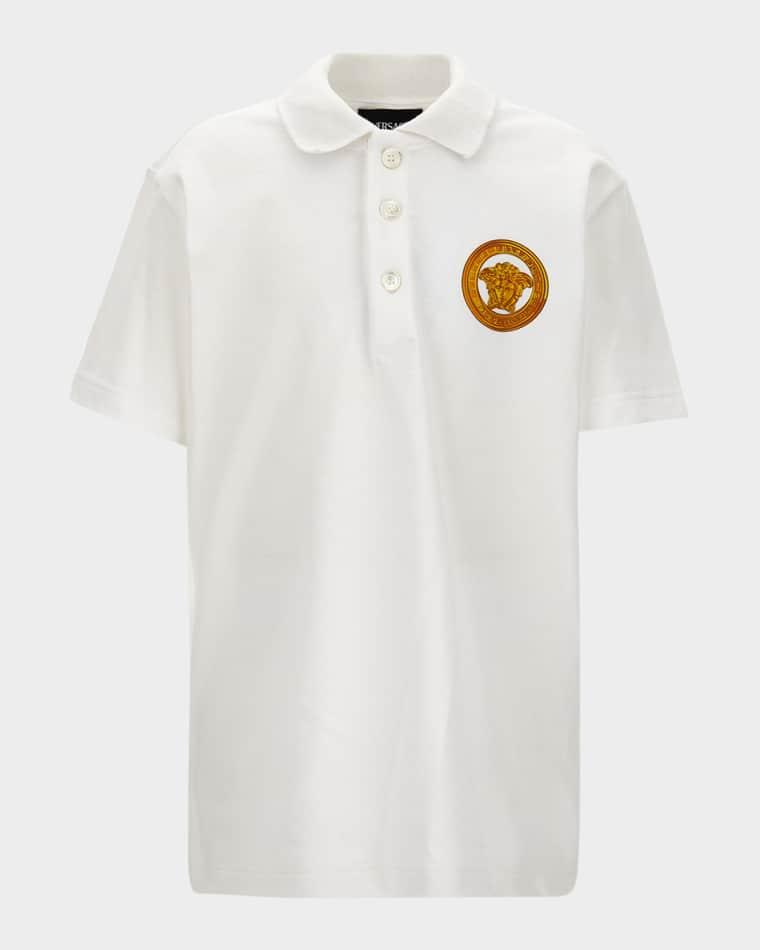 Boy's Medusa Cotton Pique Polo Shirt, Size 6-14 by VERSACE