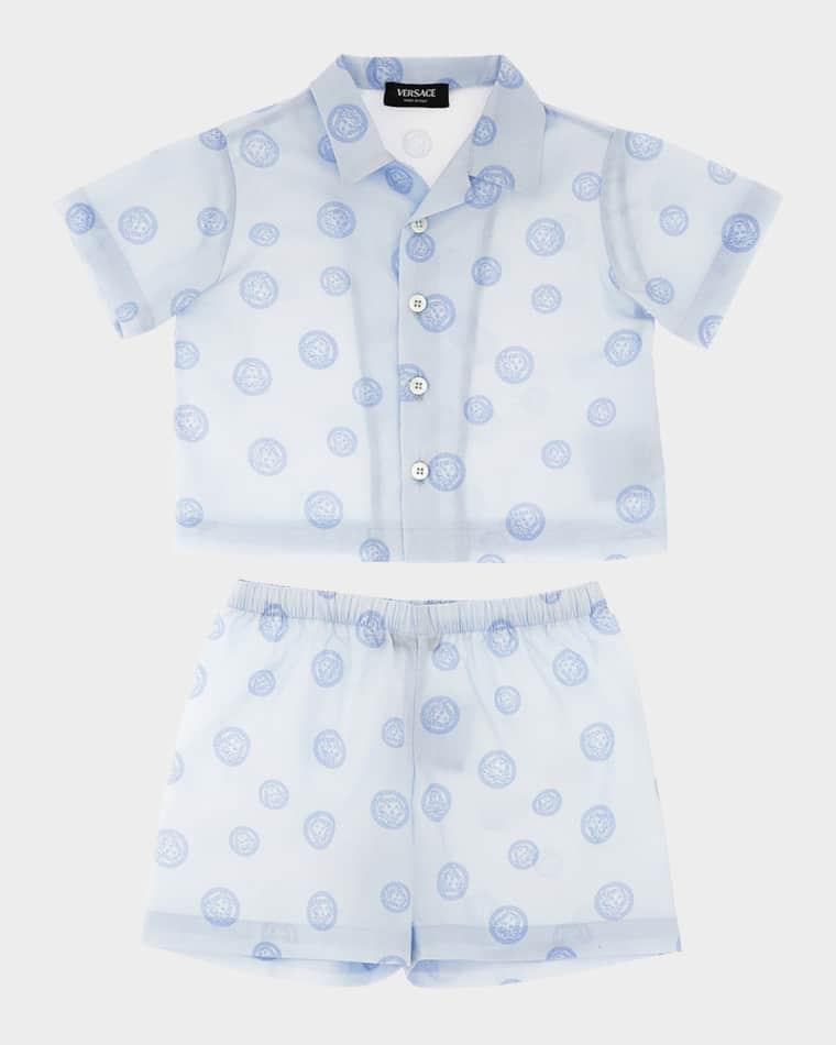 Boy's Medusa Cotton Shirt & Shorts Set, Size 3M-18M by VERSACE