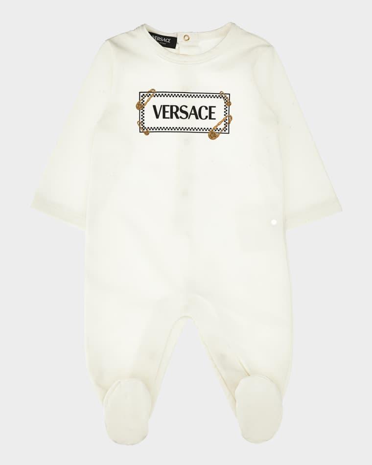 Boy's Safety Pin Printed Cotton Jersey Bodysuit, Size Newborn-6M by VERSACE