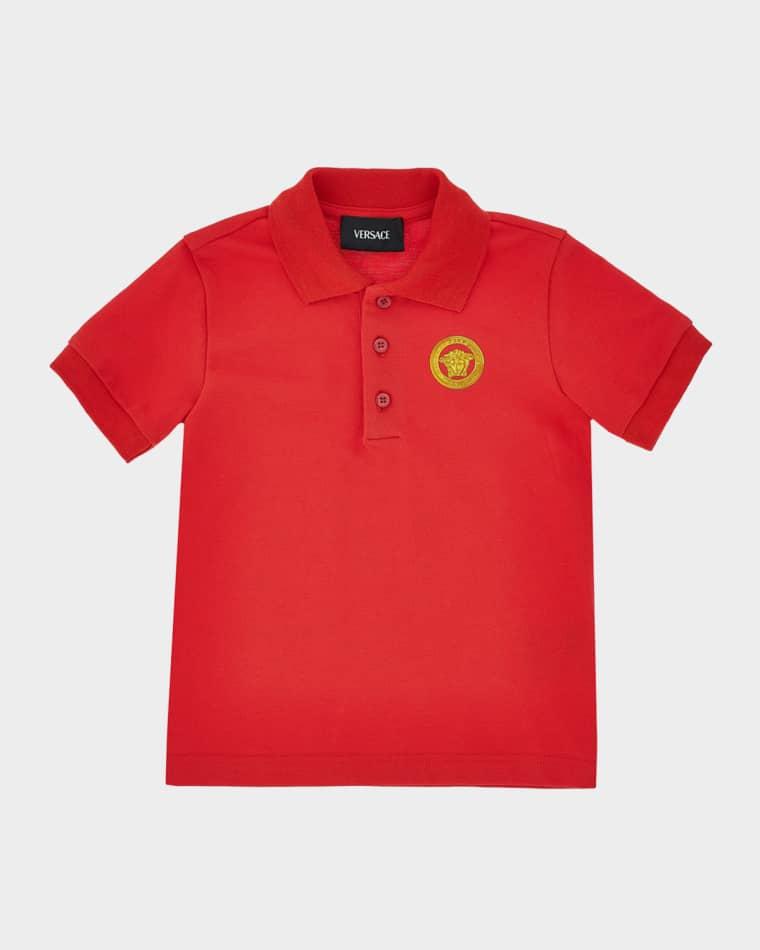 Boy's Short-Sleeve Cotton Polo Shirt, Size 12M-5 by VERSACE