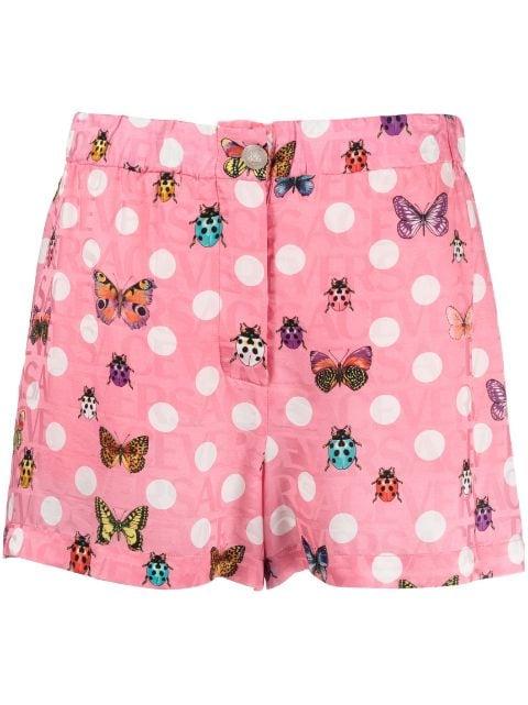 Butterflies-print silk-blend shorts by VERSACE