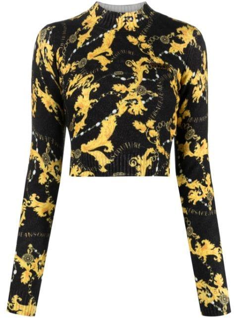 Chain Couture-print cropped jumper by VERSACE