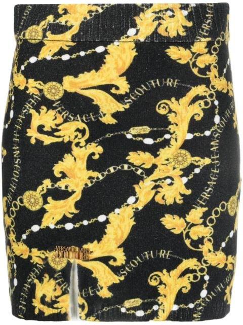 Chain Couture-print knitted miniskirt by VERSACE