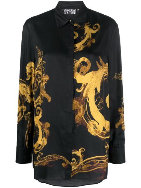 Chain Couture-print satin shirt by VERSACE