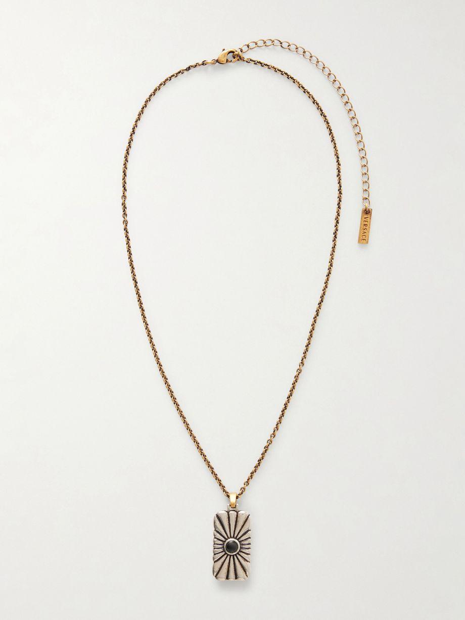 Circe silver and gold-tone metal and glass necklace by VERSACE