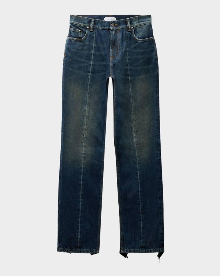 Distressed Straight-Leg Jeans by VERSACE