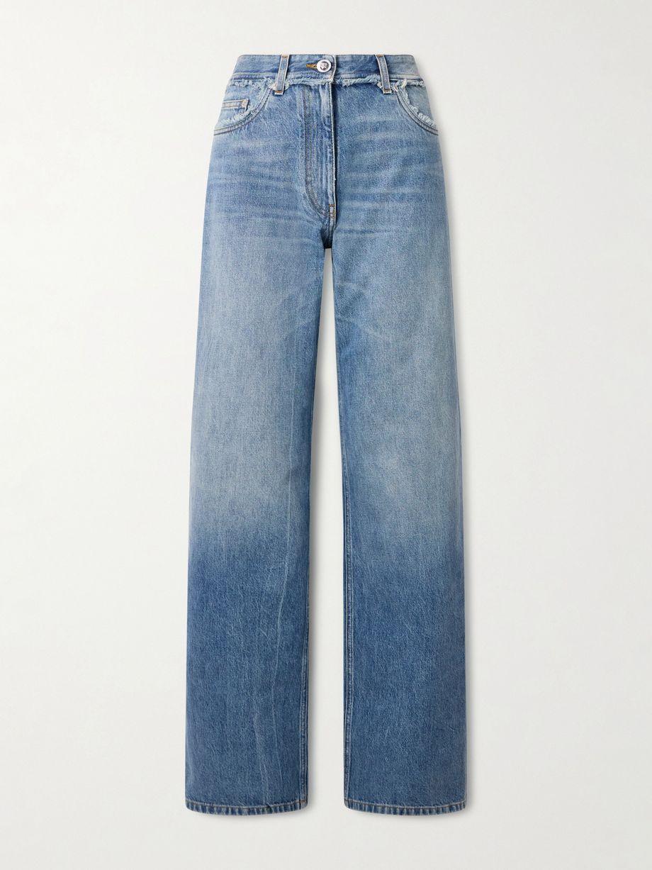 Distressed mid-rise straight-leg jeans by VERSACE